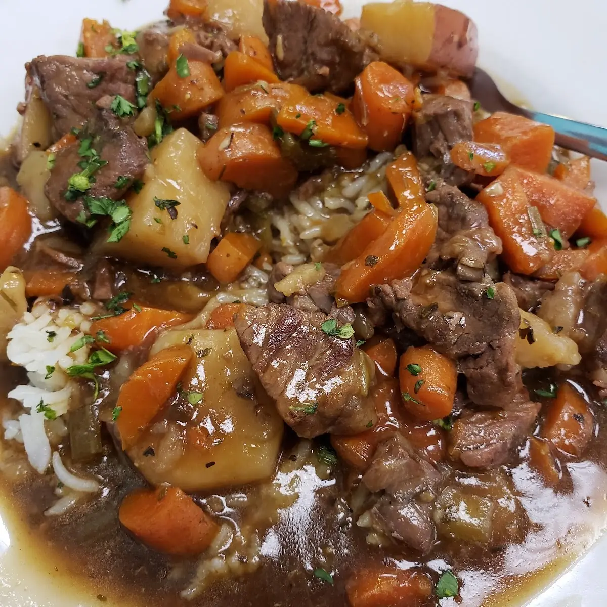 Beef Stew over Rice