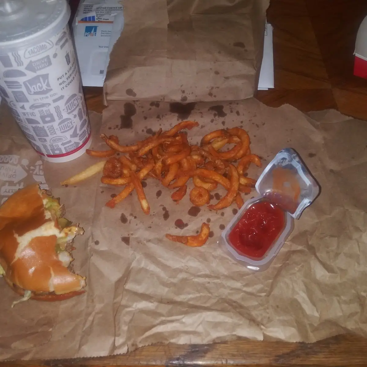 Mega Burger and Curley Fries