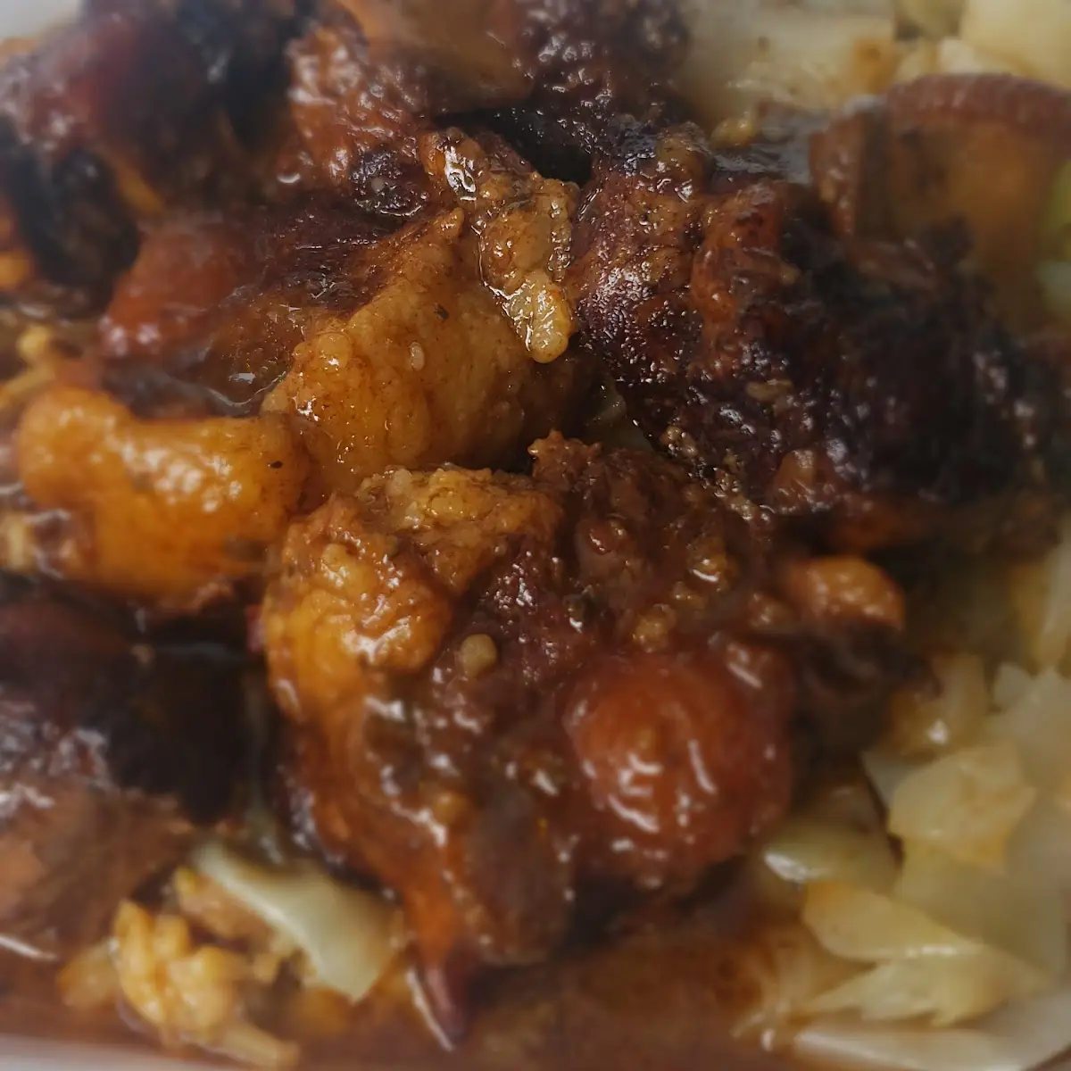 Ox Tails with Cabbage and Rice and Beans