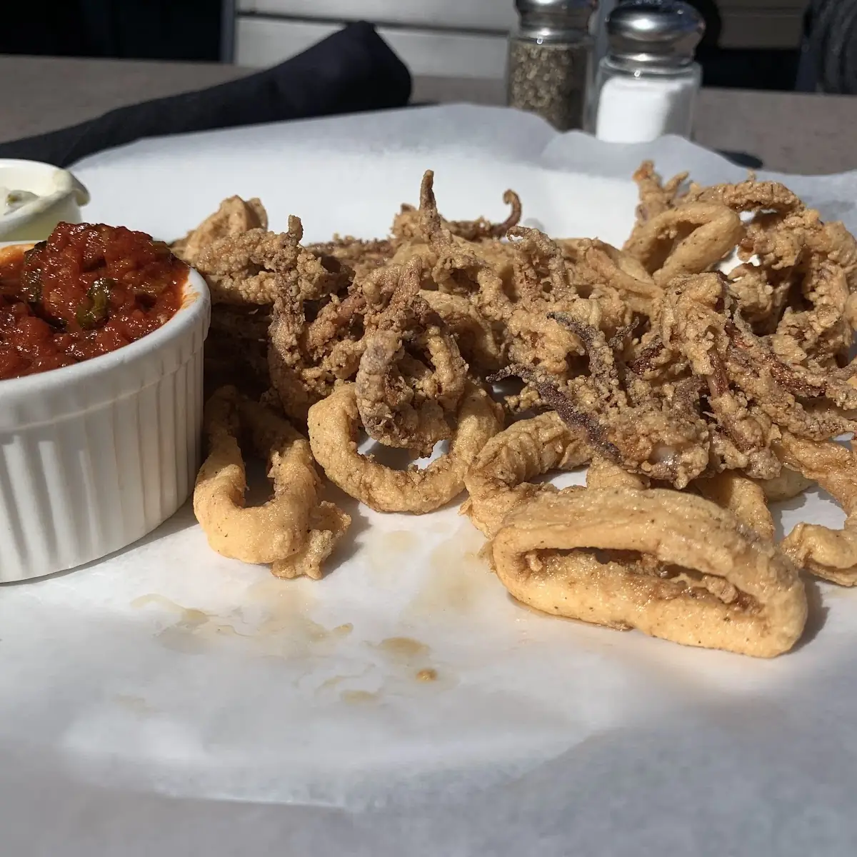Fried Calamari BBQ Chicken Pizza