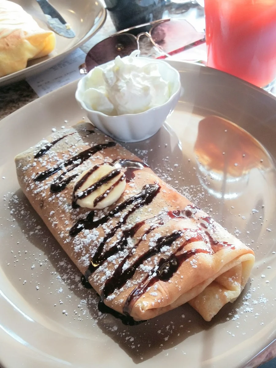 Dessert Crepes Nutella Banana Whipped Cream and Milk Chocolate