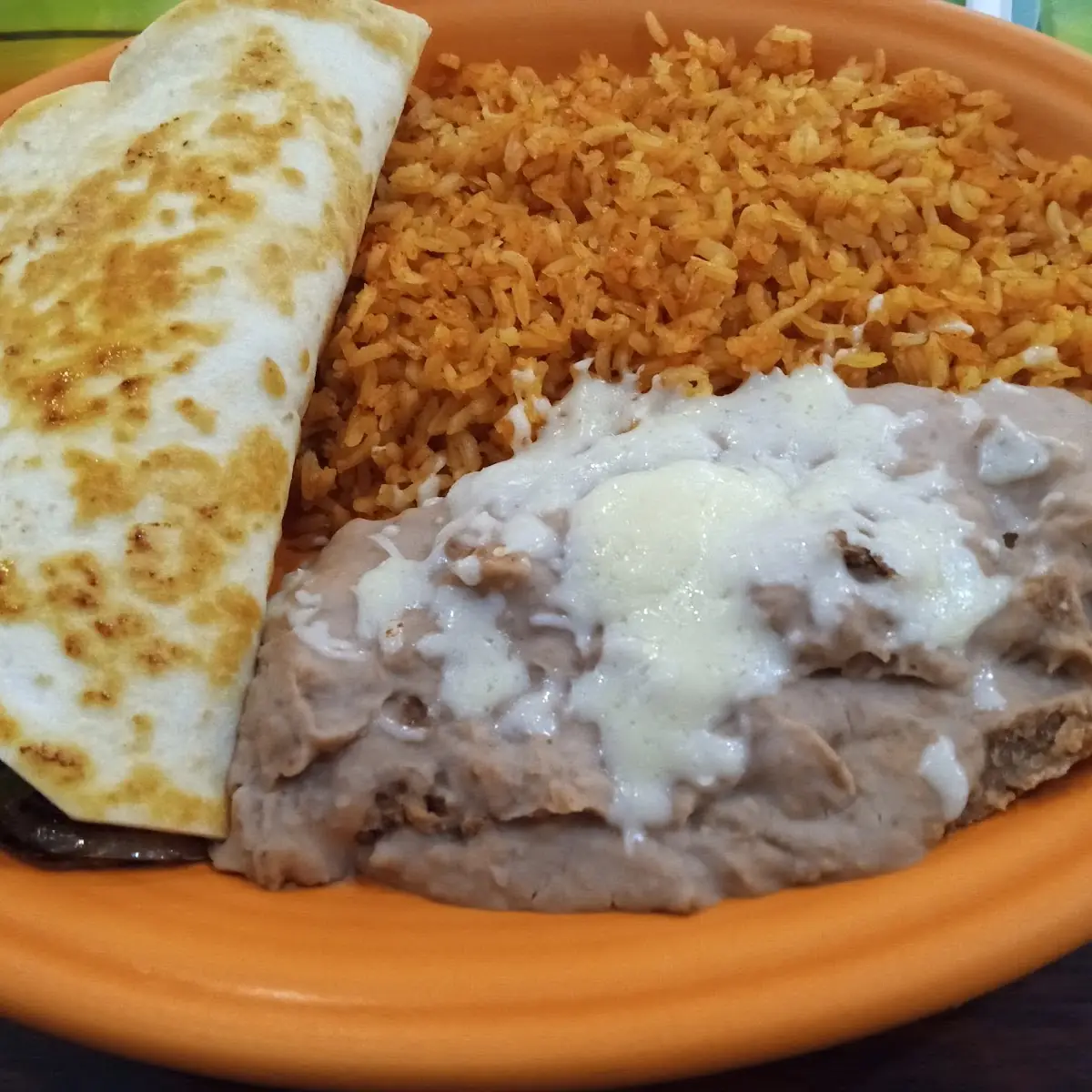 Fajita Quesadilla with Beans and Rice
