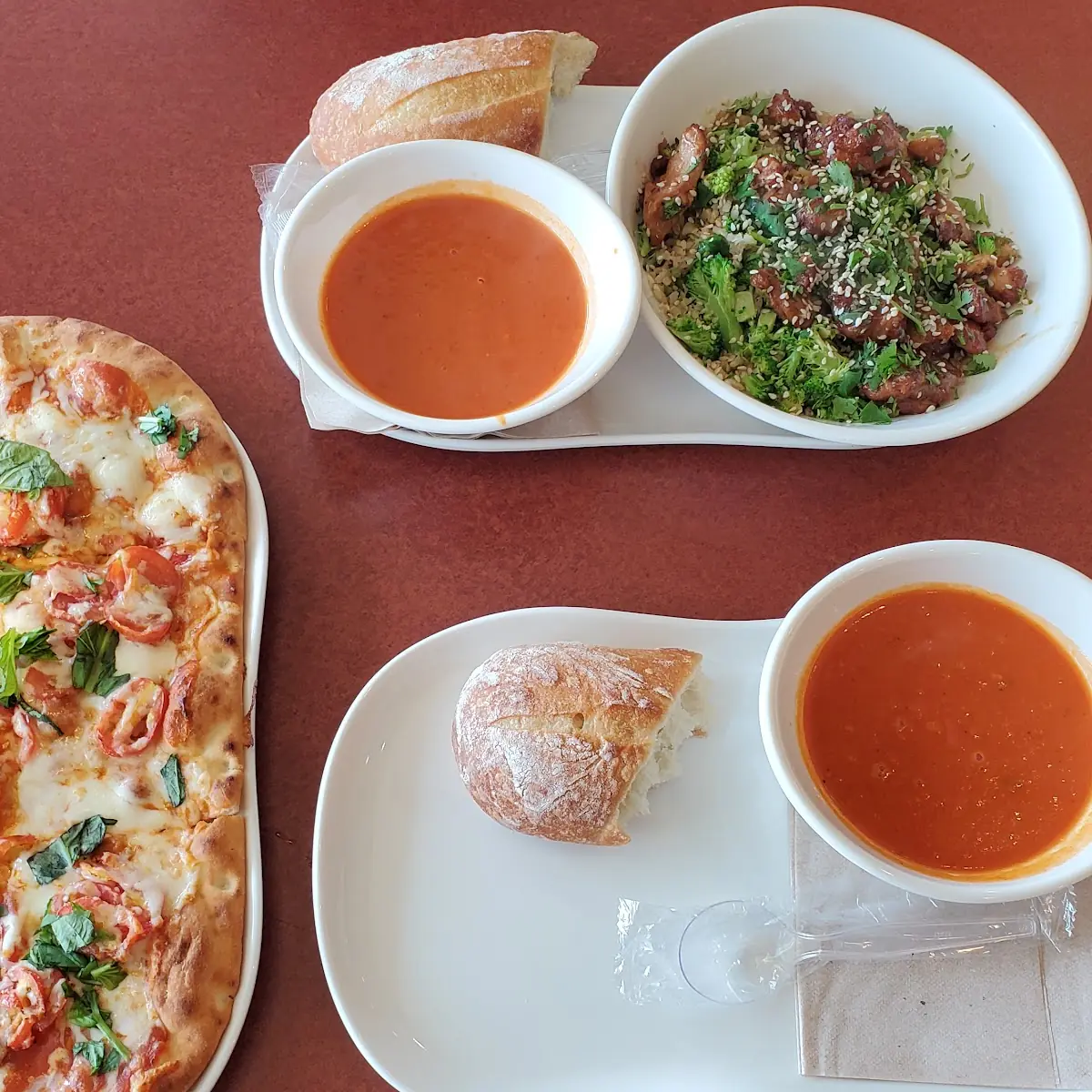 Flatbread Pizza and Teriyaki Chicken