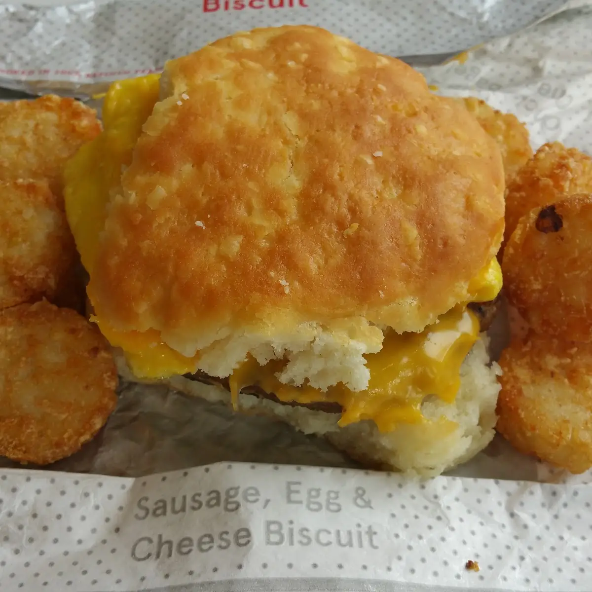 Breakfast Sandwich and Hash Brown Potatoes