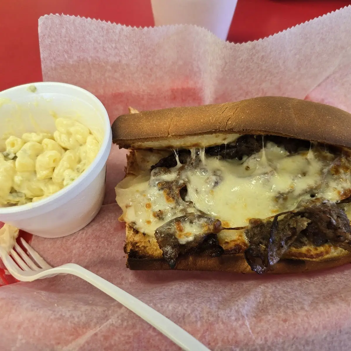 Macaroni Salad and Cheese Steak