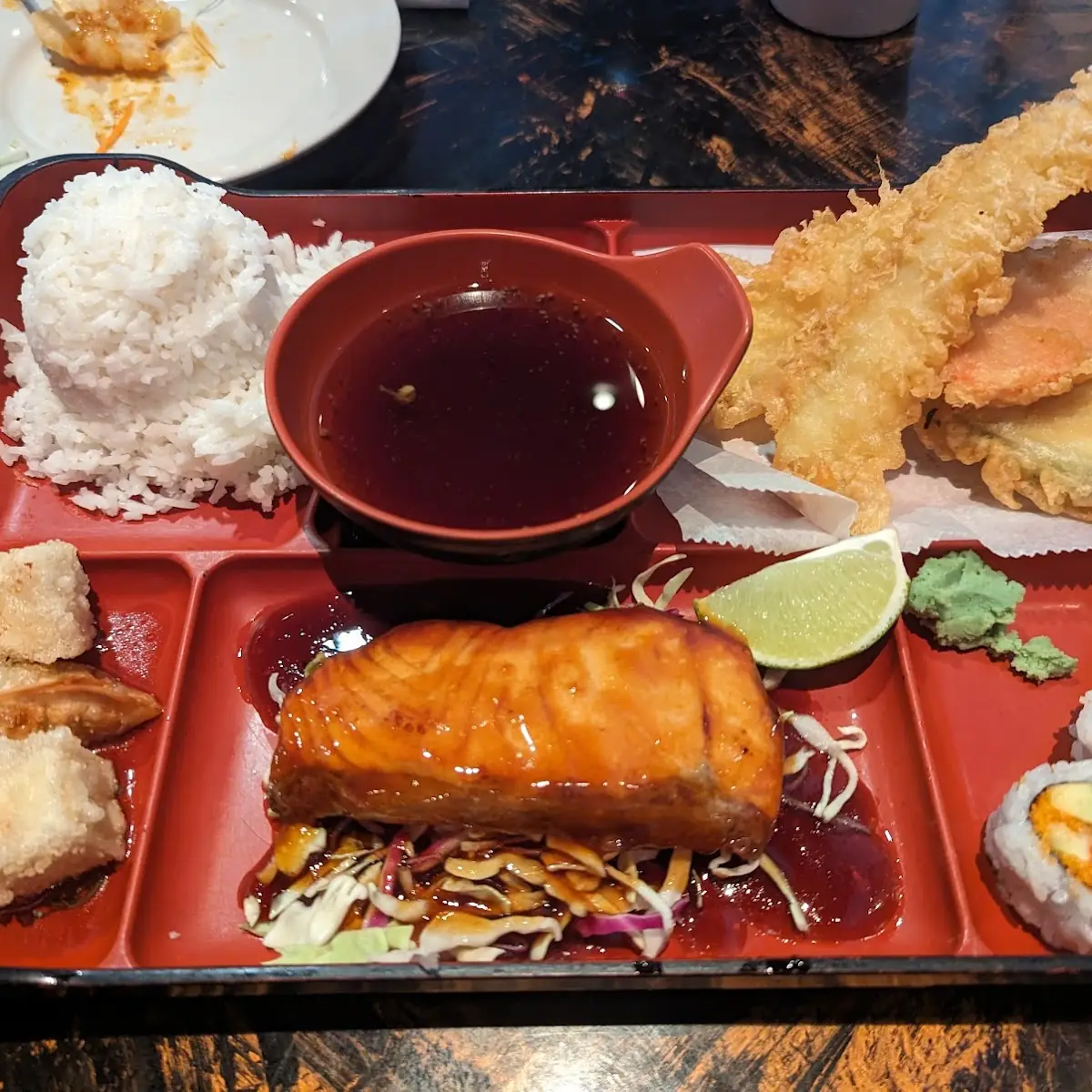 Shrimp & Vegetable Tempura Bento Box with Sushi