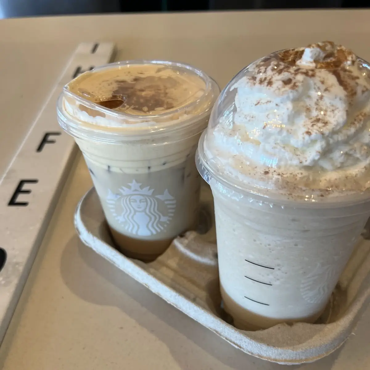A Frappuccino and a Cold Foam Latte