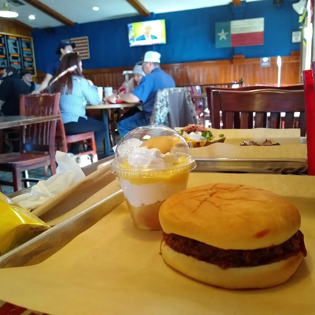 Chopped Beef Sandwich and Banana Pudding