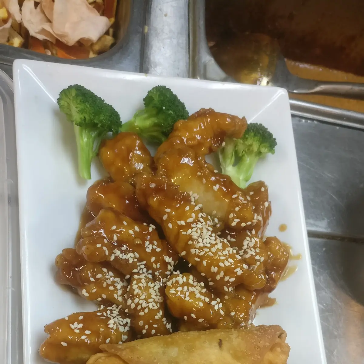 Sesame Chicken Combo with Fried Rice and Egg Roll
