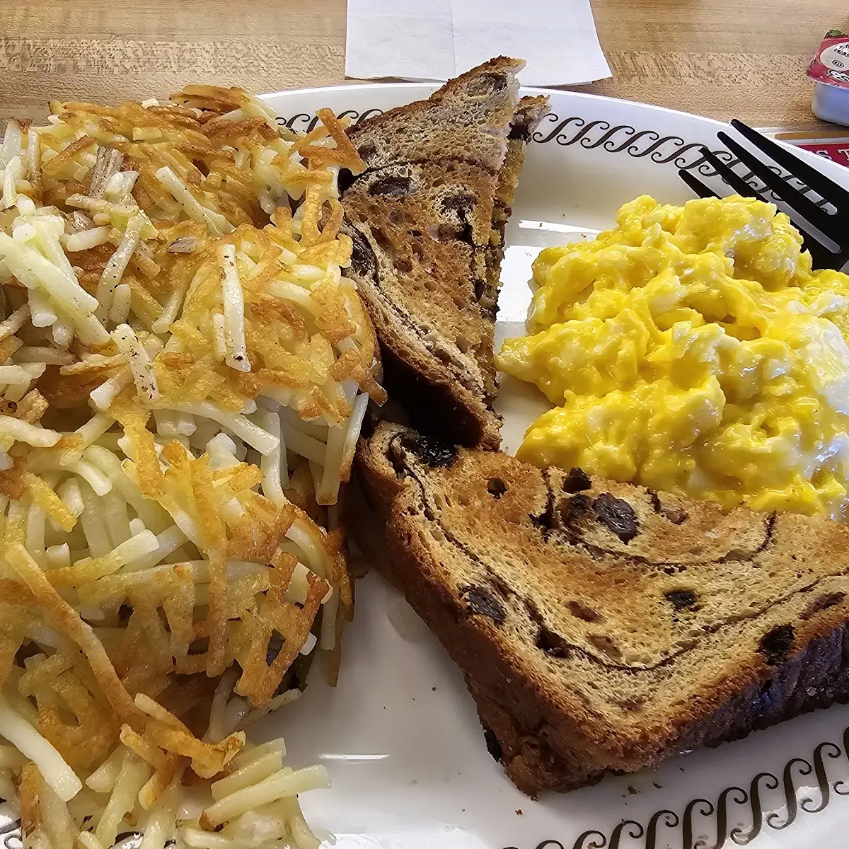 2 Eggs Scrambled Eggs and Hash Browns