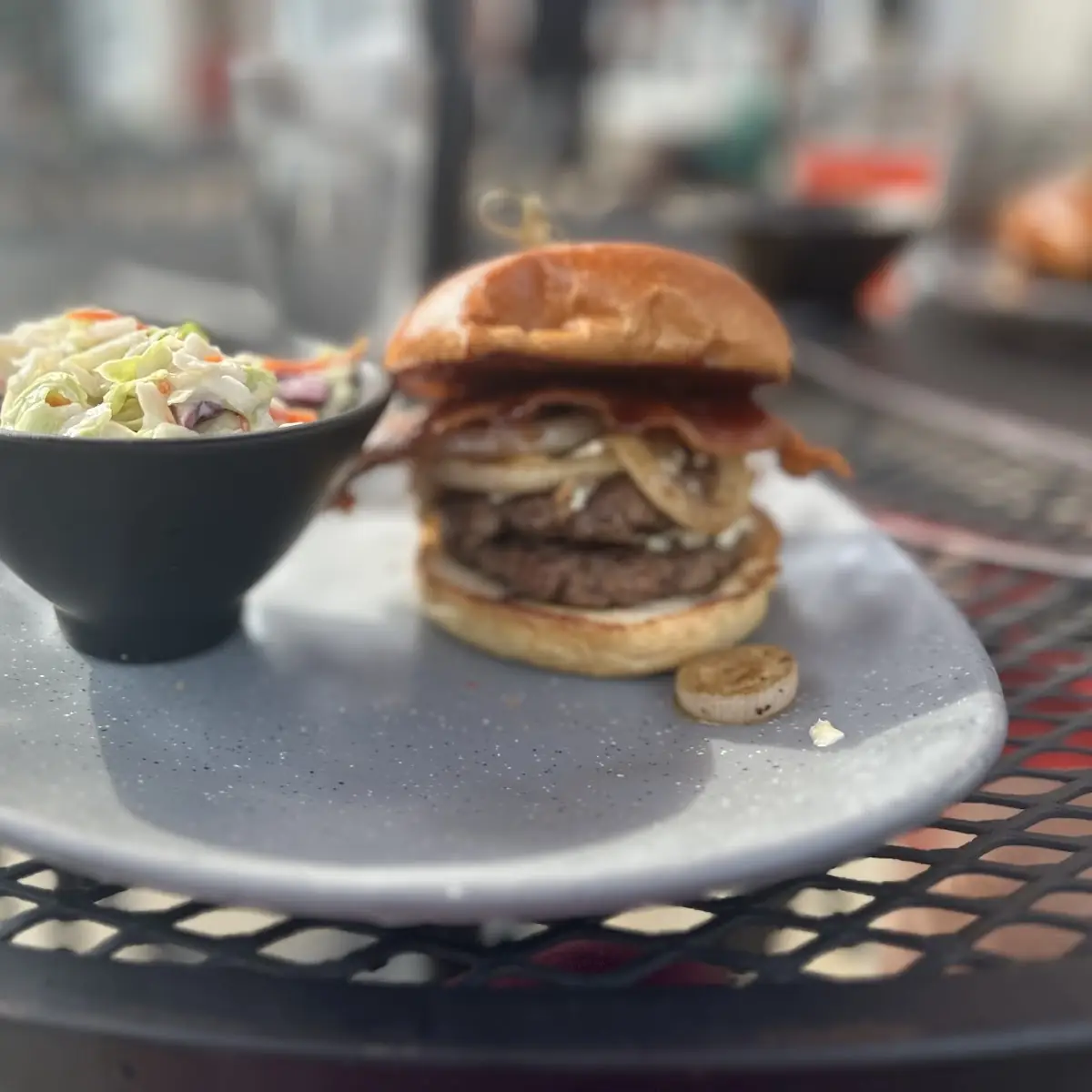 Bleu Cheese Burger and Mac and Cheese