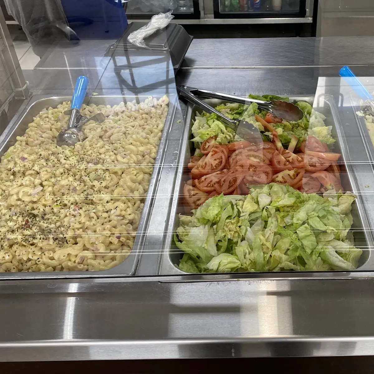Macaroni Salad Garden Salad and Mashed Potatoes