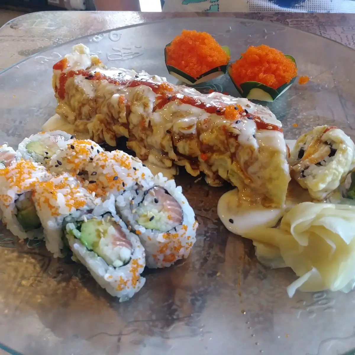 Flying Fish Egg Sashimi Dragon Roll Highway 17 Roll