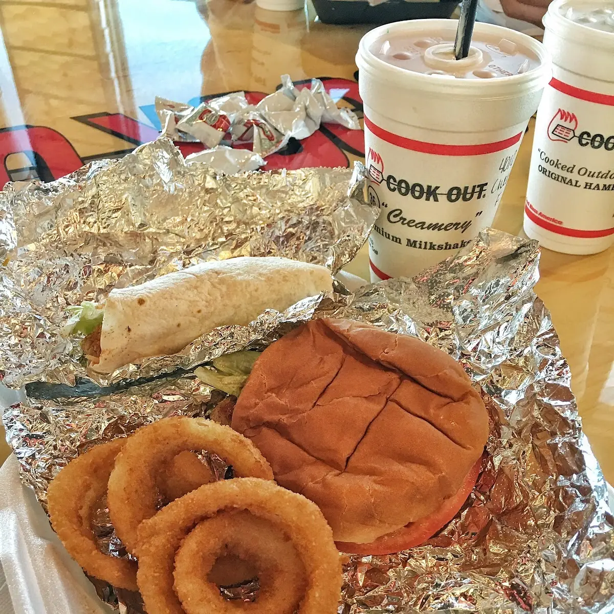 Chicken Wrap & Onion Rings