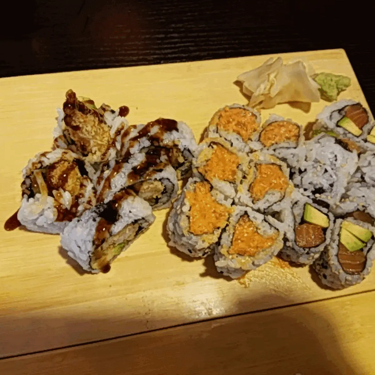 Shrimp Tempura Spicy Salmon Roll