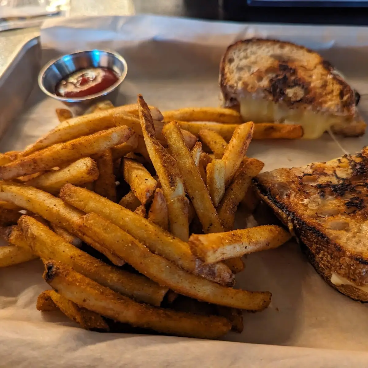 Grilled Cheese with Curry Fries
