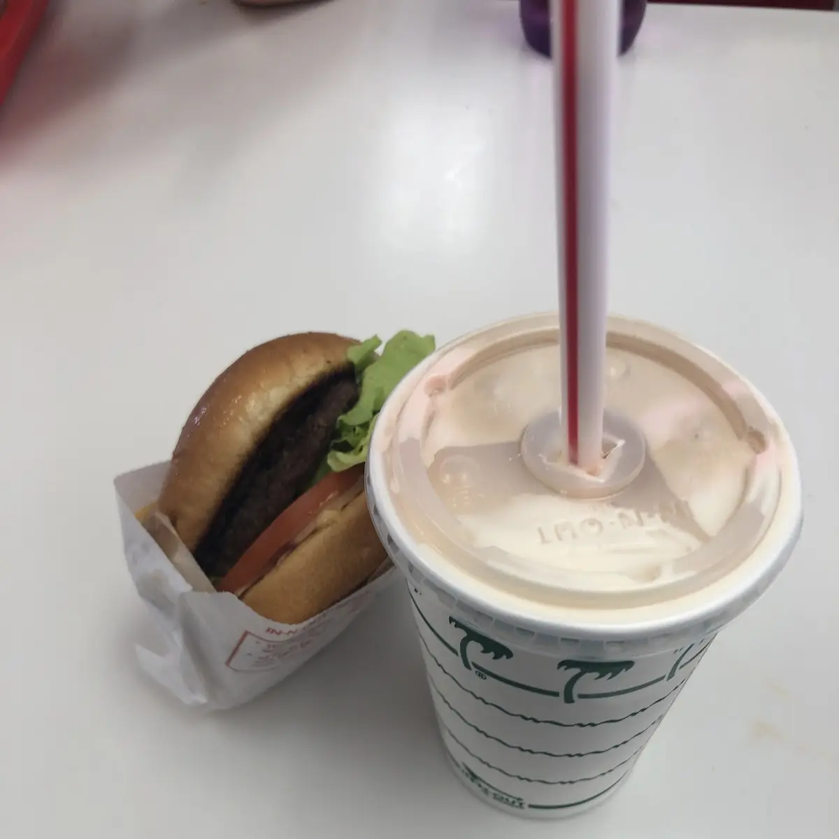 Hamburger with a Neapolitan Milkshake