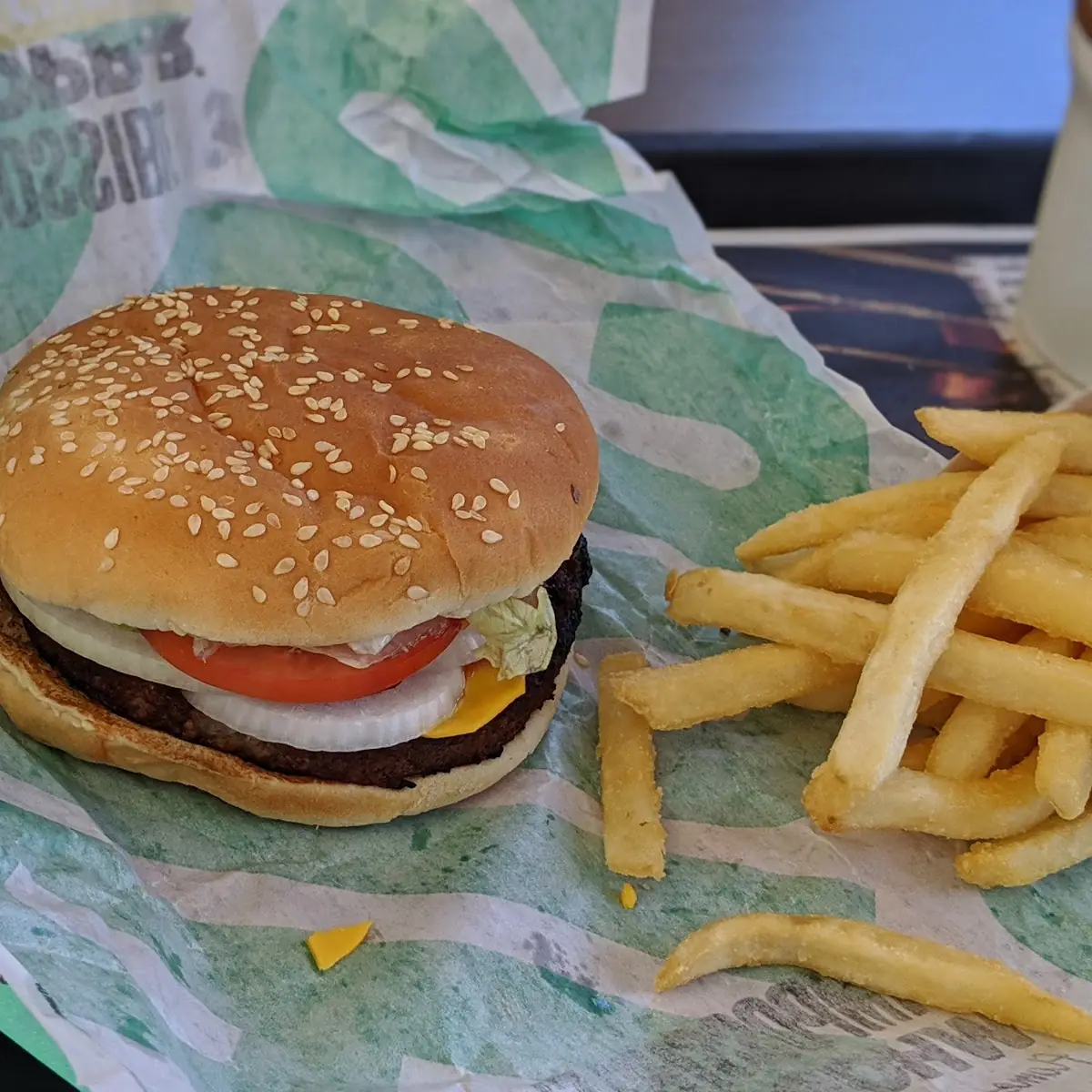 Impossible Burger and Fries with Cheese