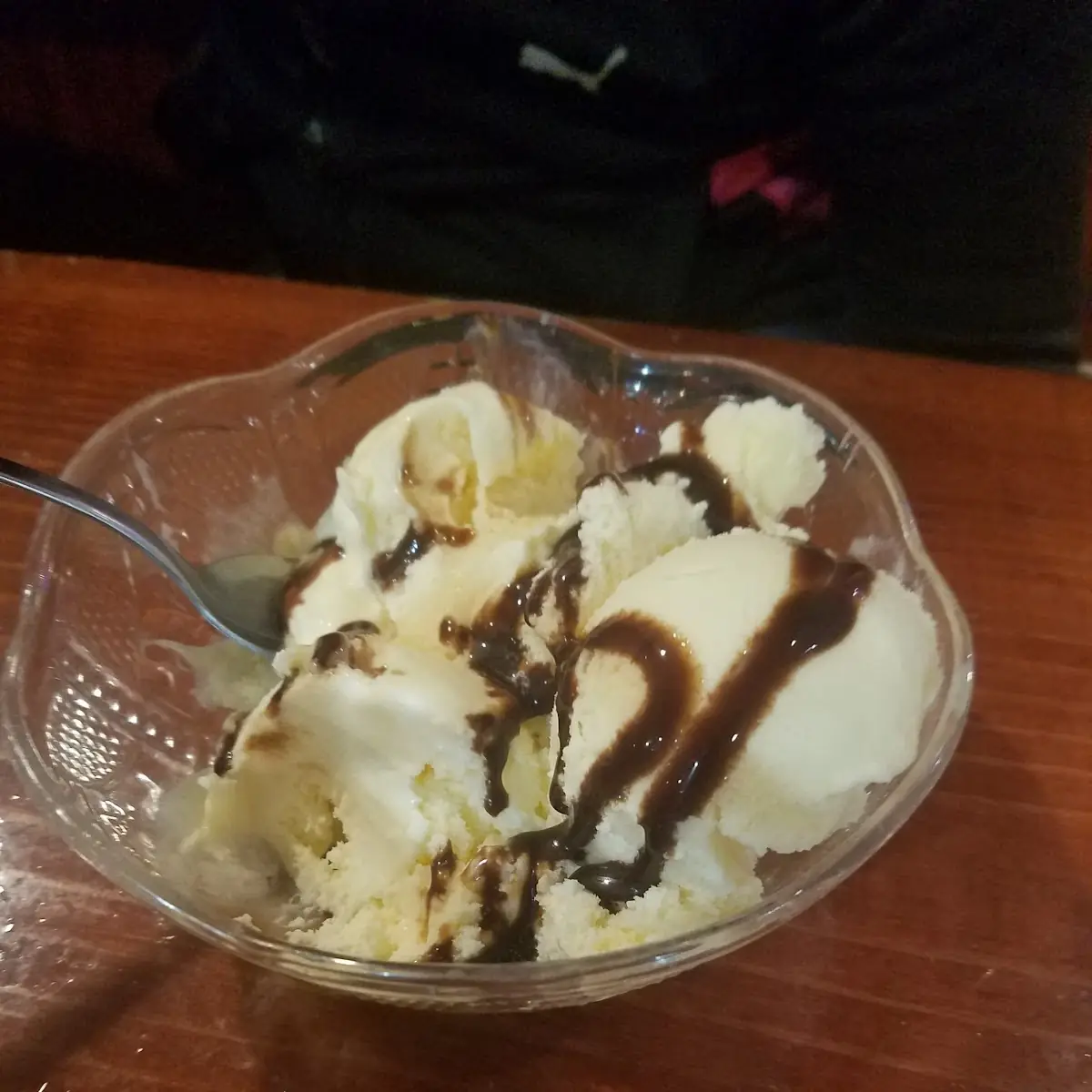 Vanilla Ice Cream with Chocolate Syrup