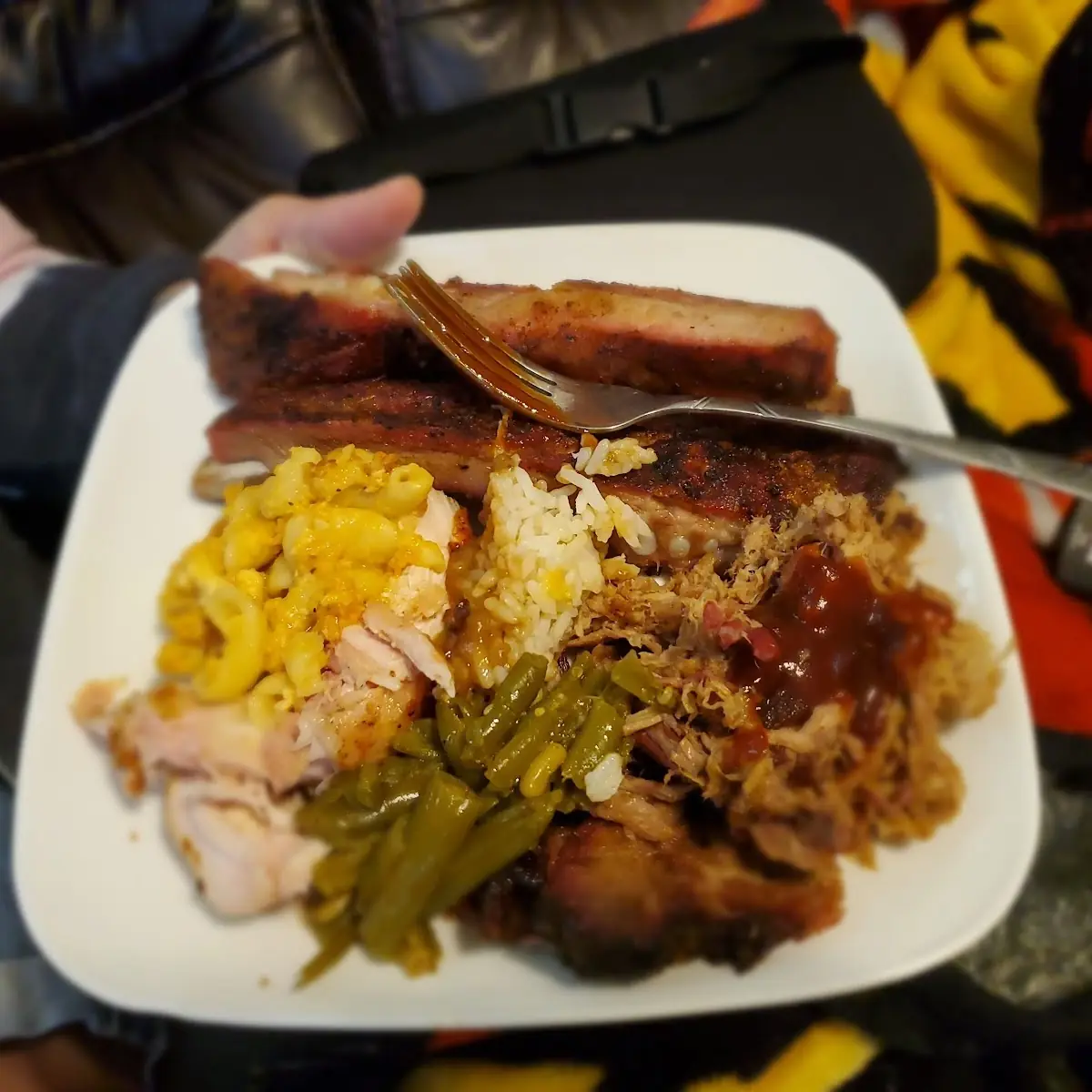 Ribs Brisket Chicken Pulled Pork Macaroni Cheese String Beans
