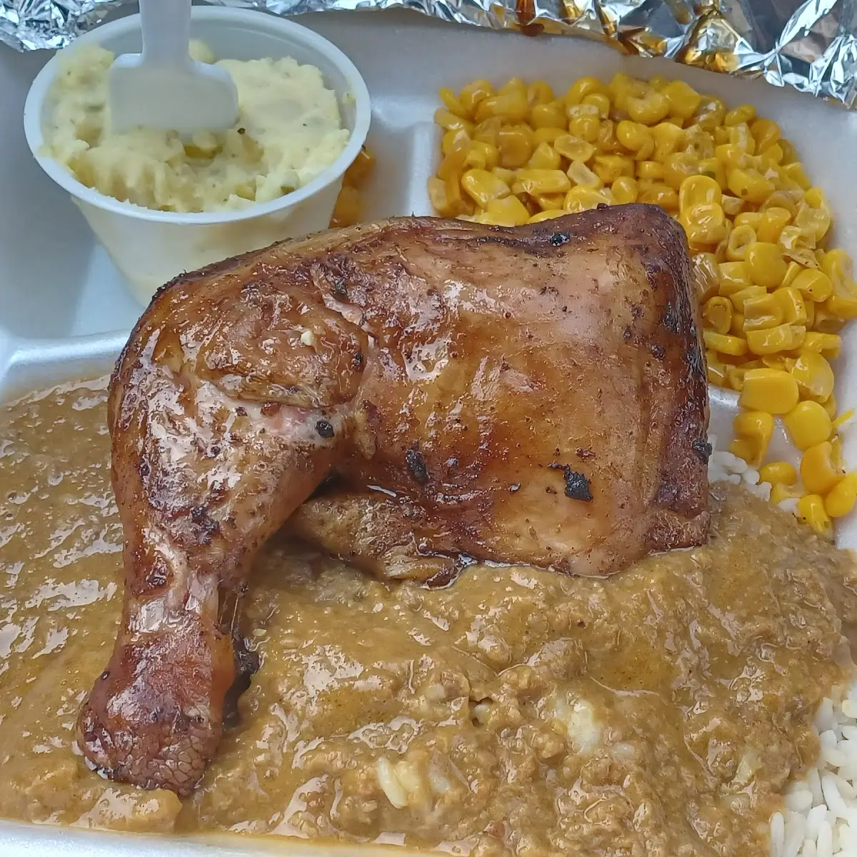 Smoked Chicken Hash and Rice Corn Potato Salad