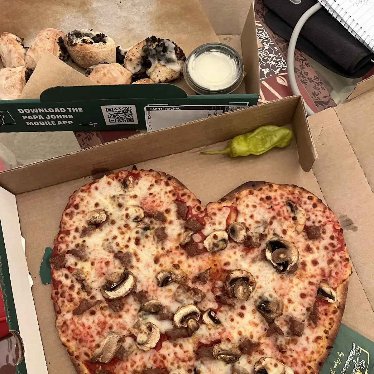 Heart Shaped Sausage and Mushroom Pizza