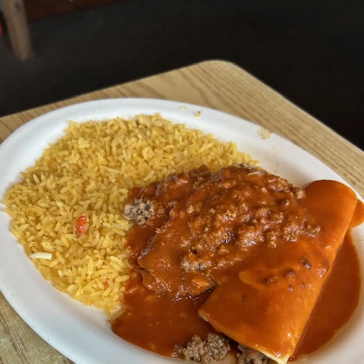Tamale and Beef Enchilada