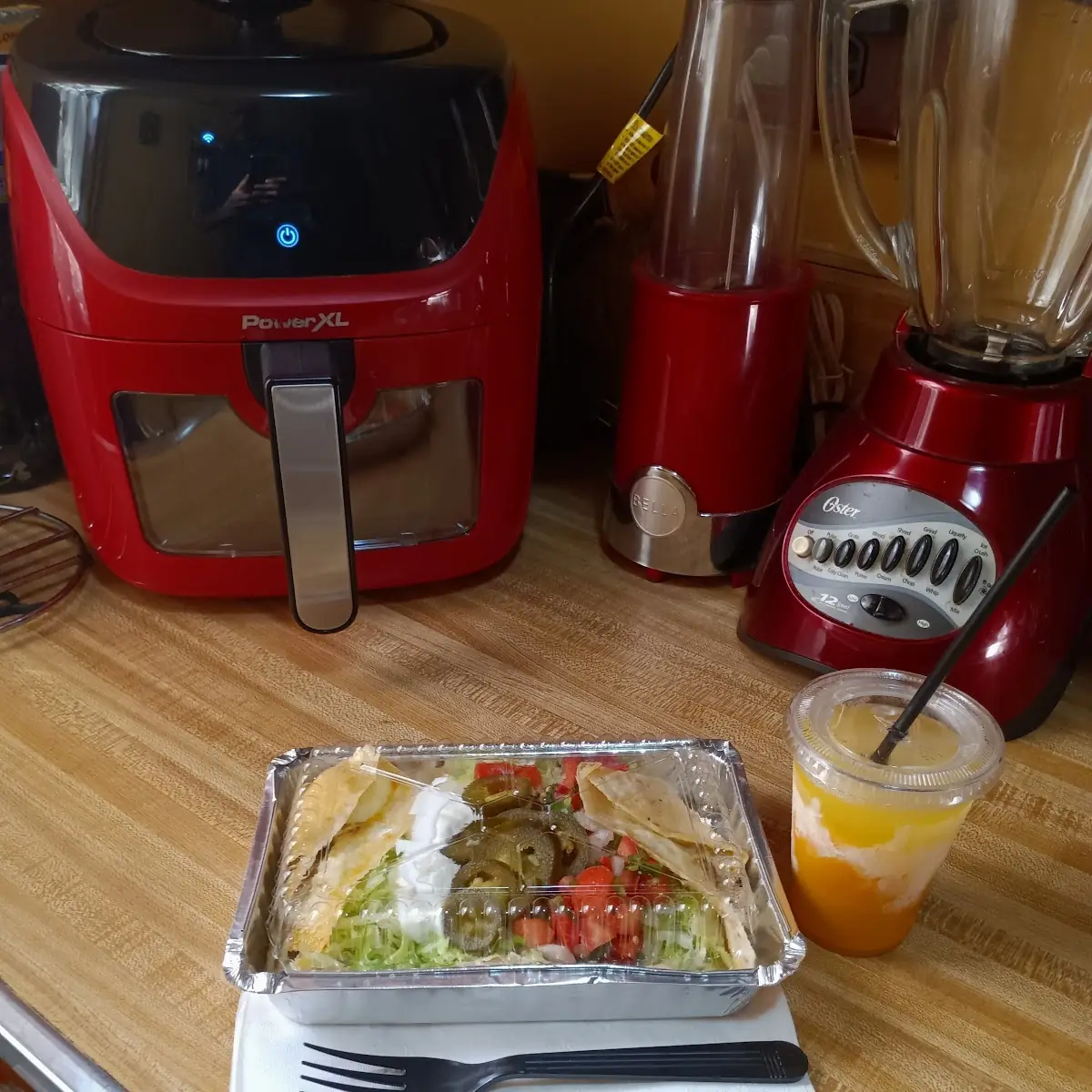 Quesadilla Grande - Rice and Bean Topped w Guacamole