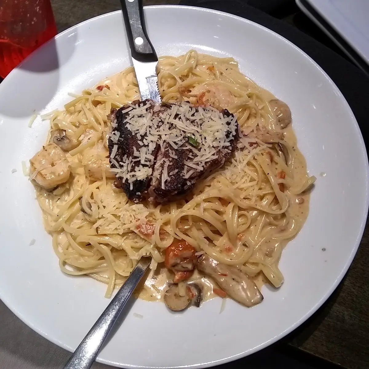 Bistro Steak & Shrimp Alfredo Linguine