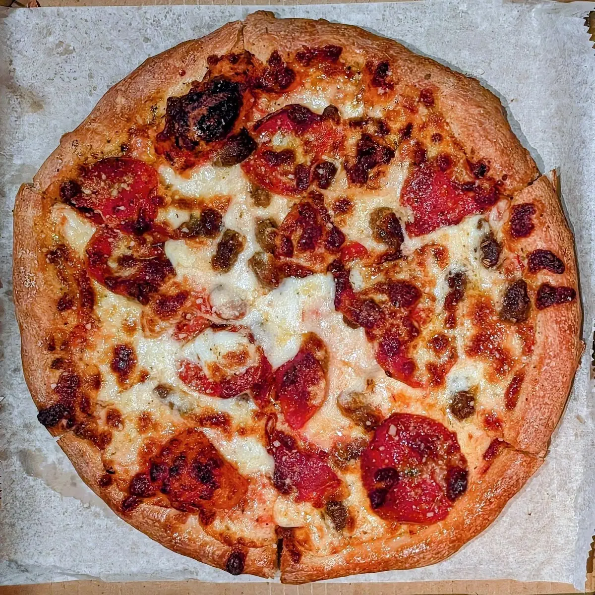 Pepperoni and Ground Beef Pizza