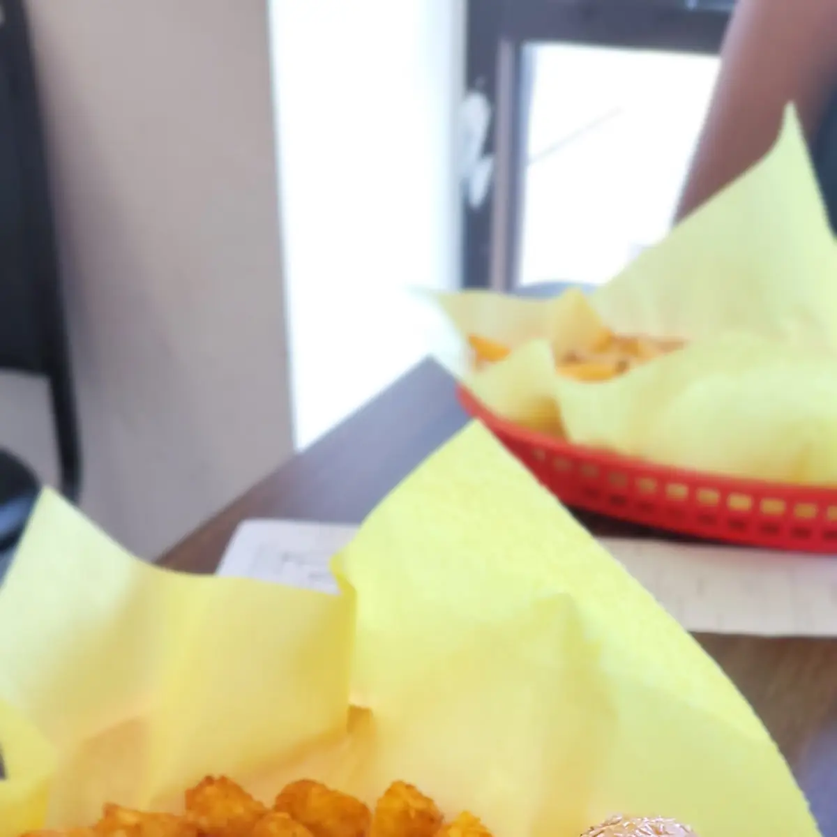 Double Burger Without Cheese and Tater Tots