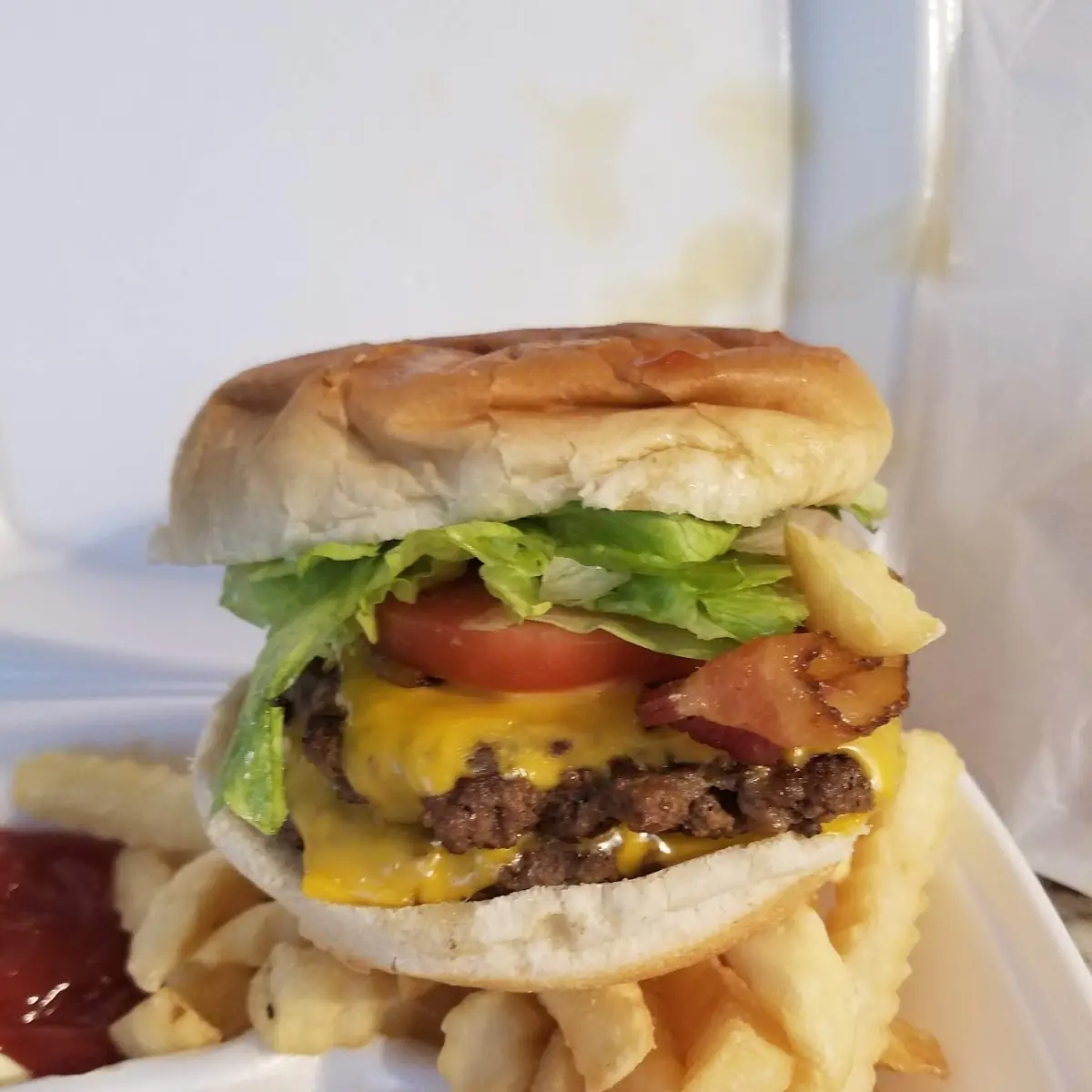 Double Bacon Cheeseburger with Fries