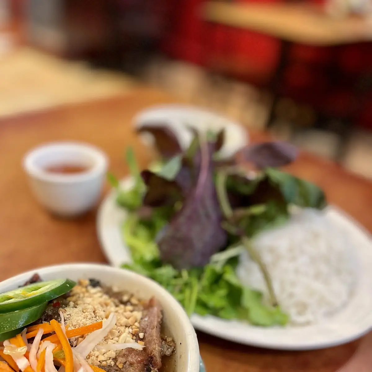 Vermicelli Pork with Egg Rolls