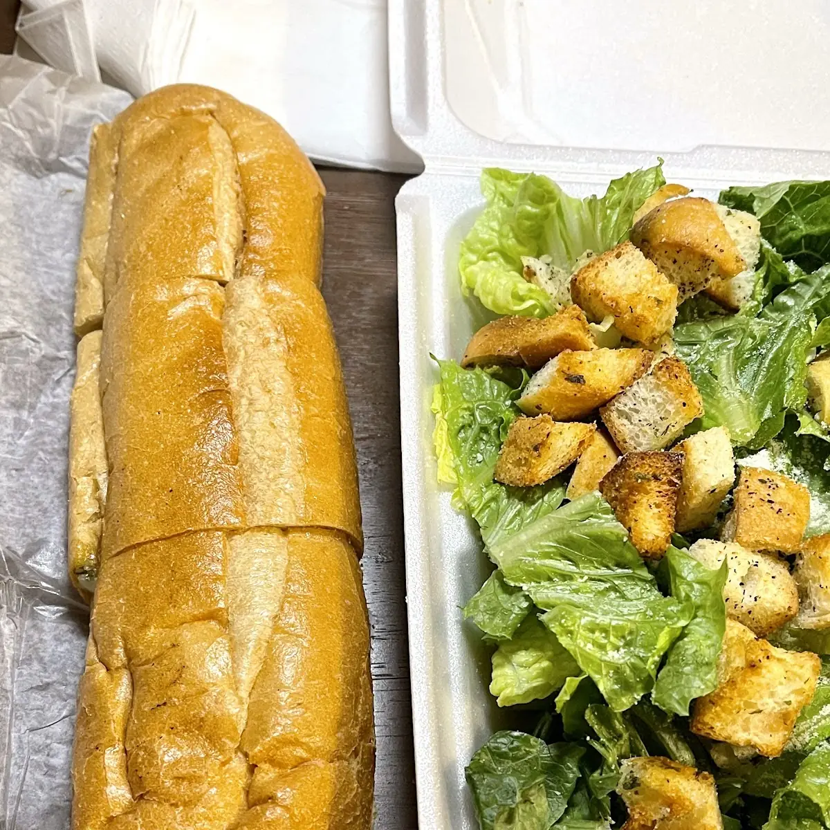 Garlic Bread and Caesar Salad