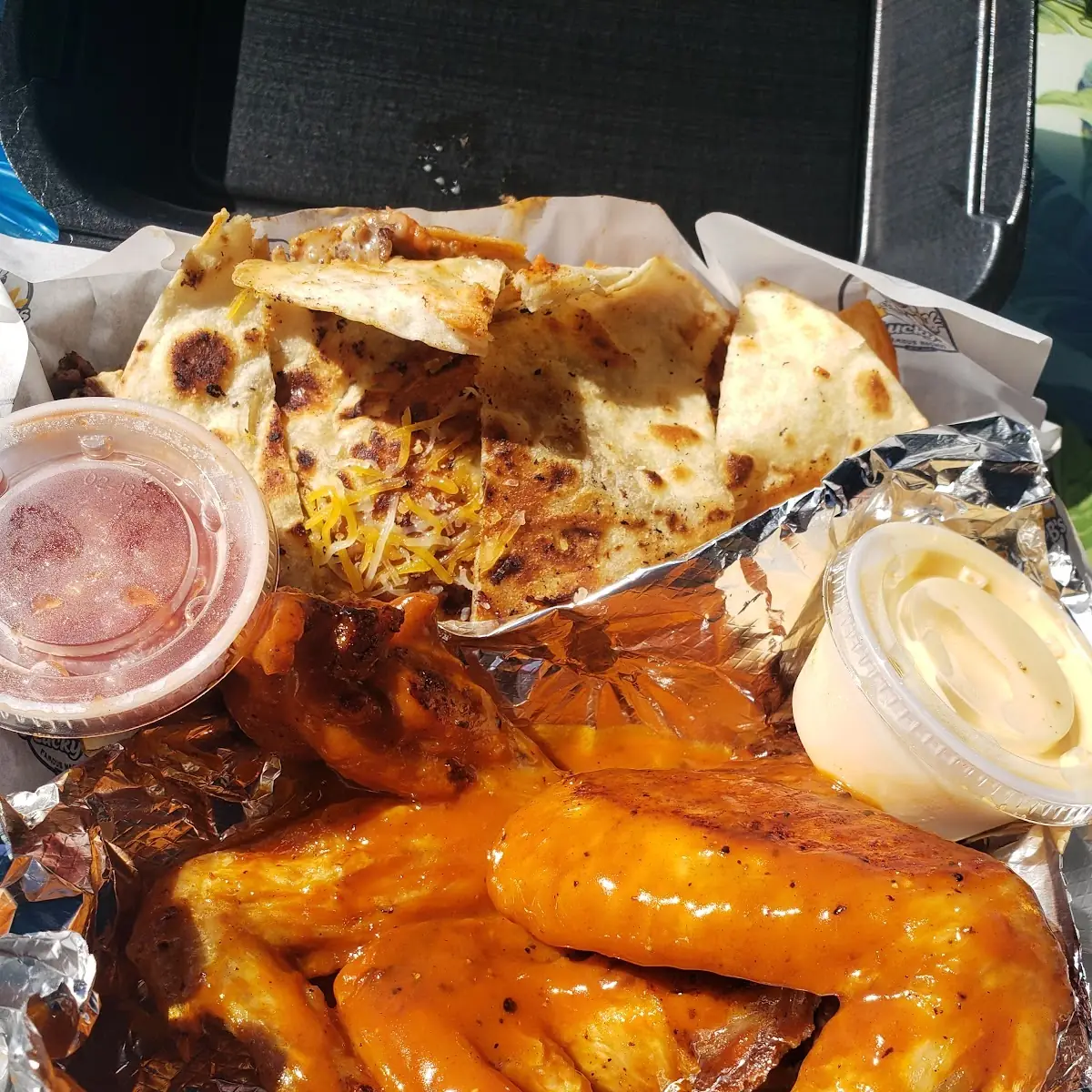 Honey Gold Wings Chicken and Steak Quesadilla