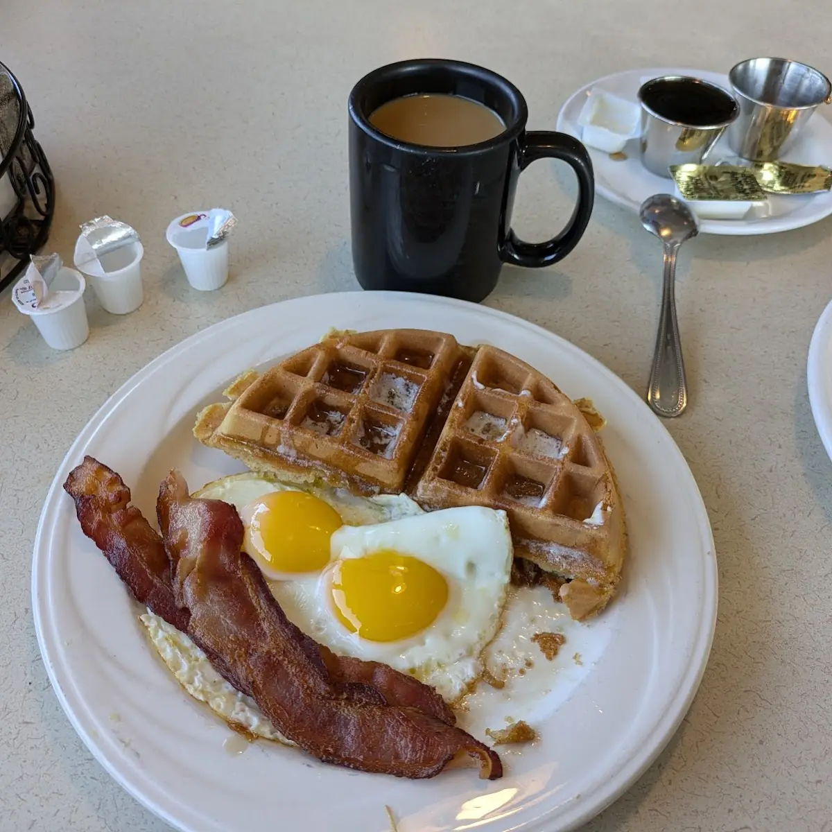 Belgian Waffle Eggs and Bacon
