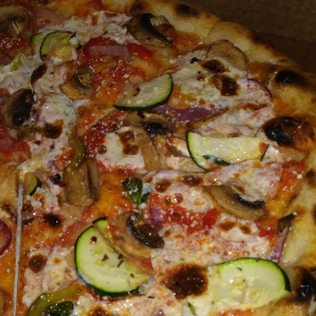 Close Up of Veggie Pizza