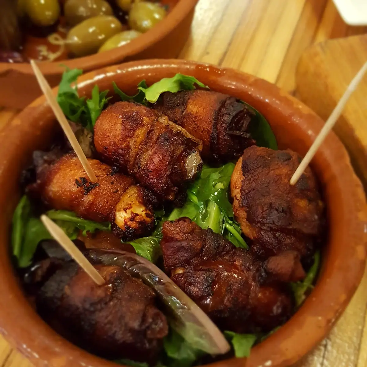 Bacon Wrapped Dates with Almonds