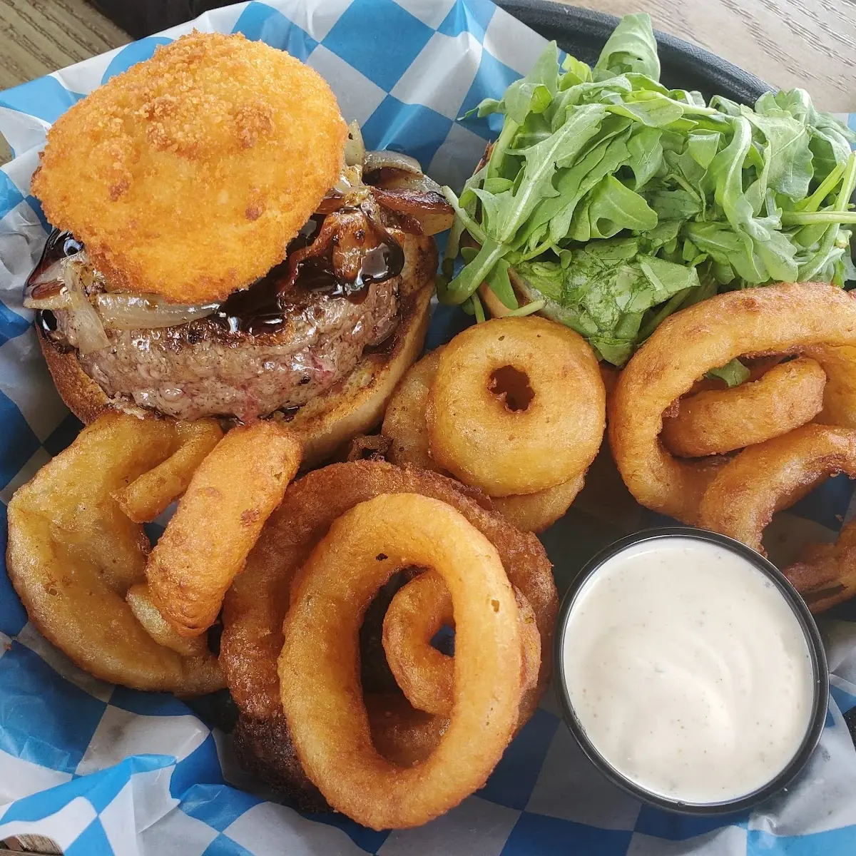 Philly Cheesesteak and Onion Rings