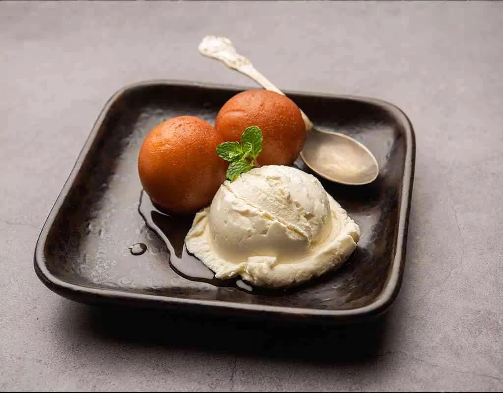 Hot Gulab Jamun with Vanilla Ice-Cream, Crown Indian Cuisine - Best Indian Restaurant in Wollongong