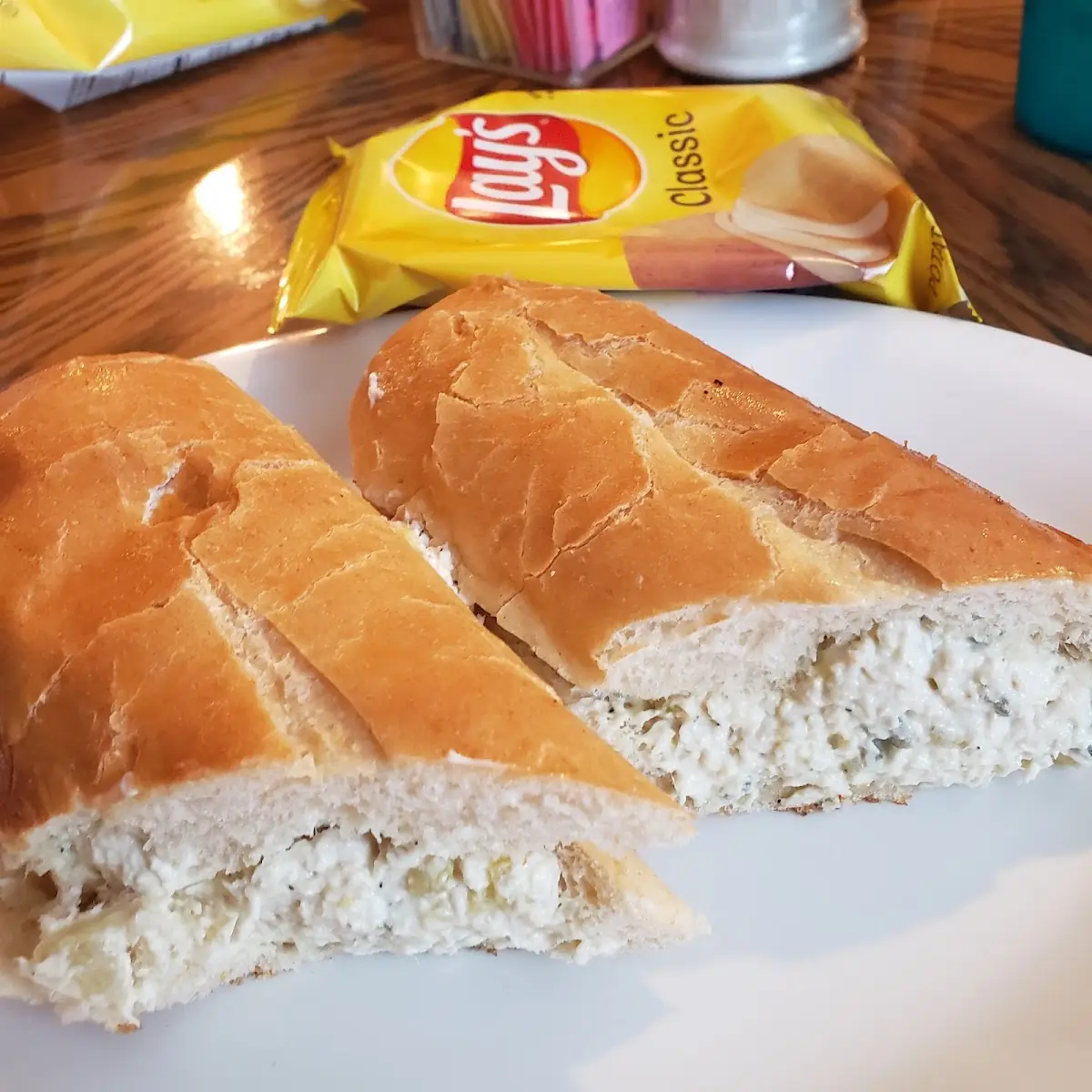 Chicken Salad Sandwich and Chips