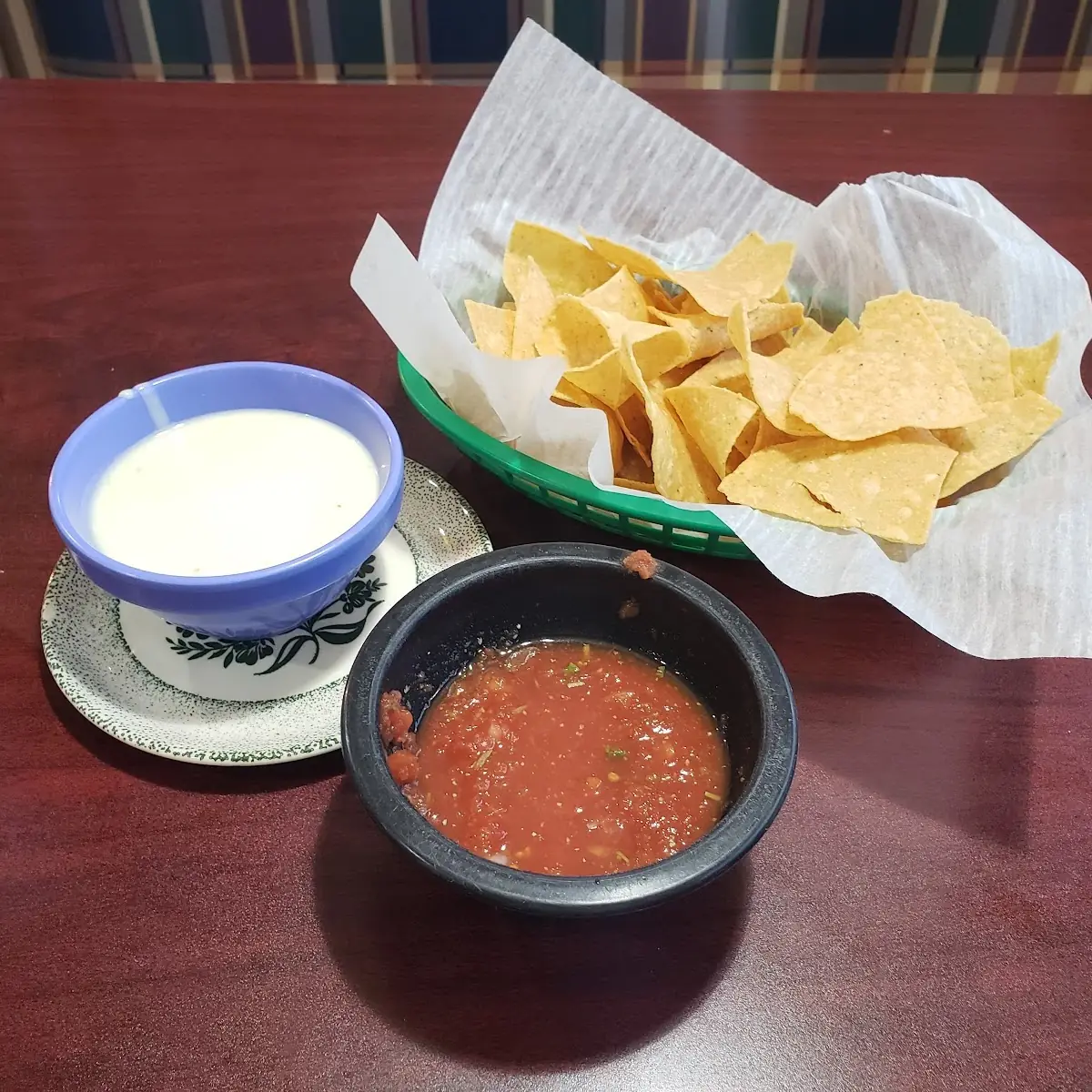 Chips Salsa and Cheese Dip