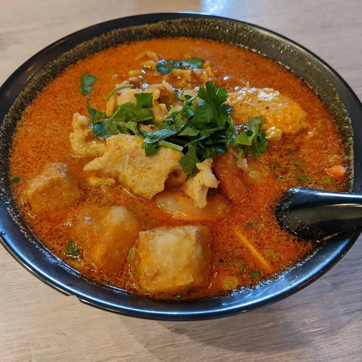 Curry Chicken Rice Noodle Soup