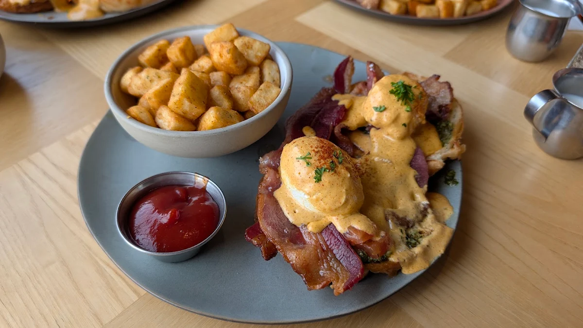 Beef Brisket Benedict with Scrambled Eggs