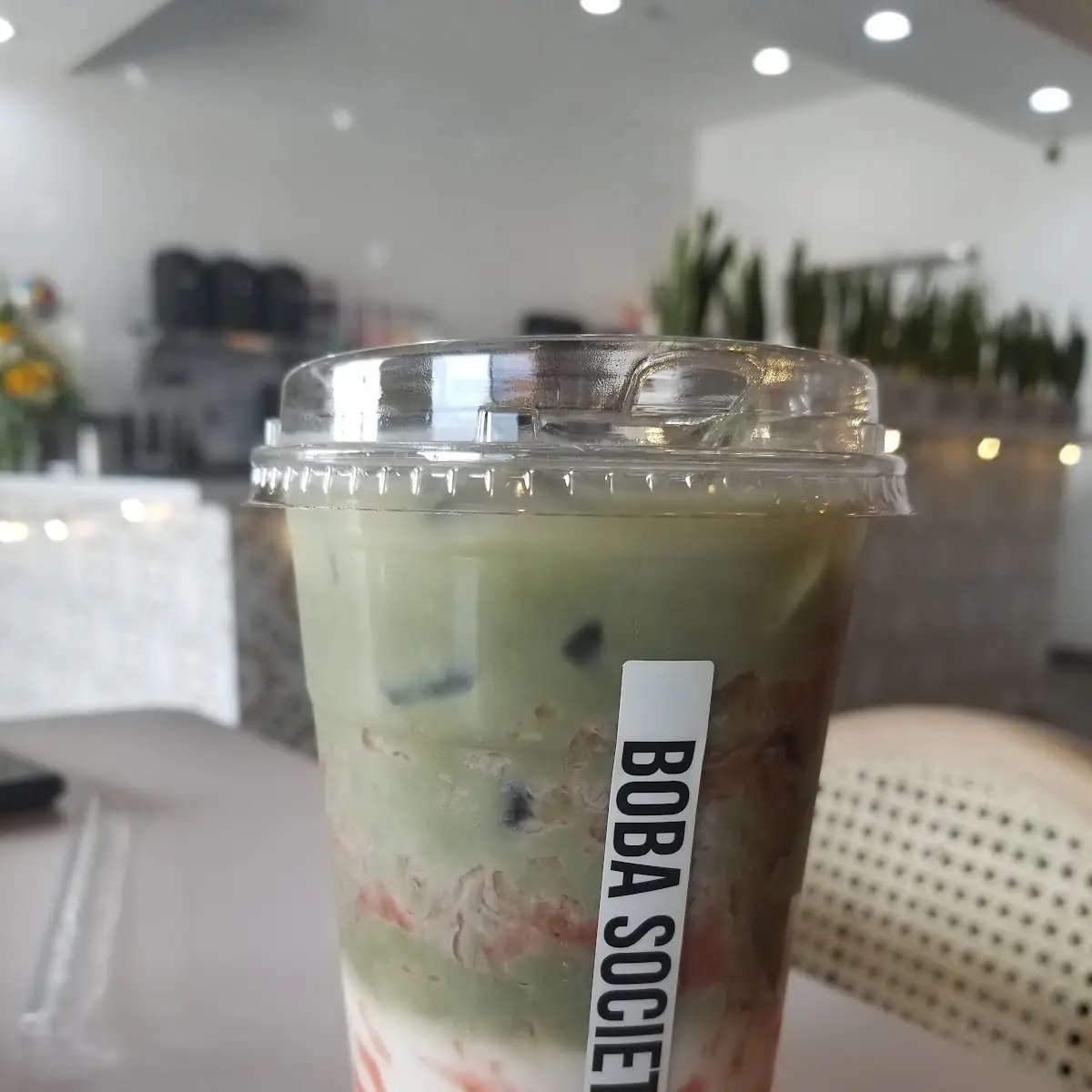 Strawberry Matcha Milk Boba Tea