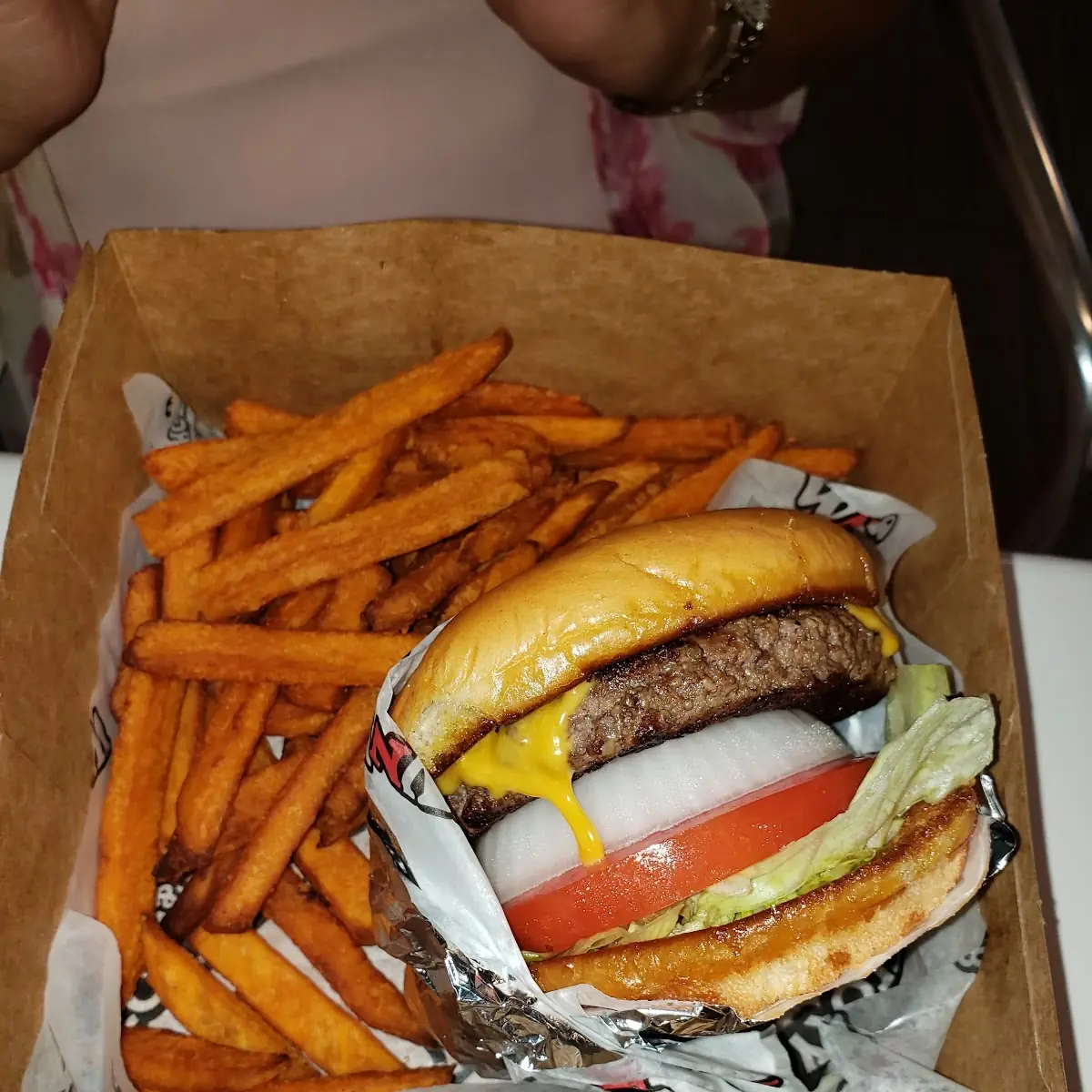 Cheeseburger with Sweet Potato Fries