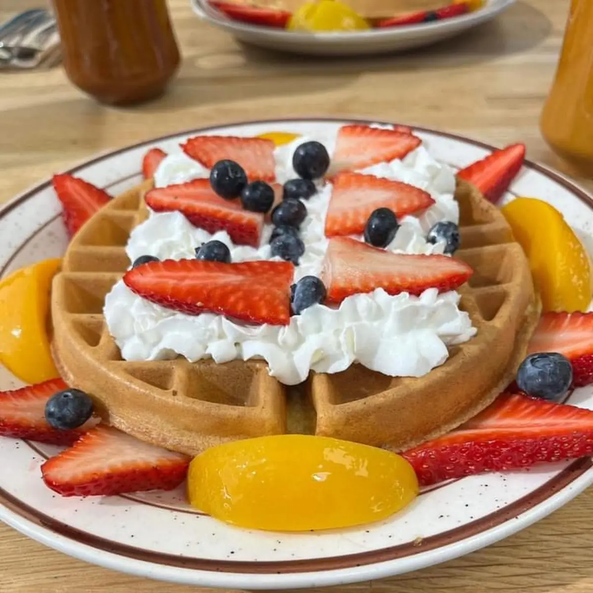 Belgian Waffle with Fruit Toppings
