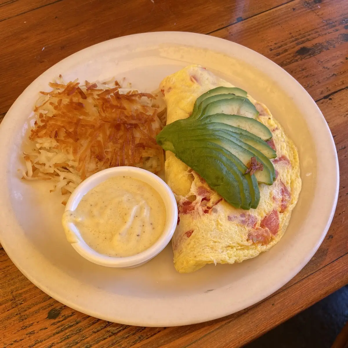 Turkey and Avocado and Cream Cheese Omelet