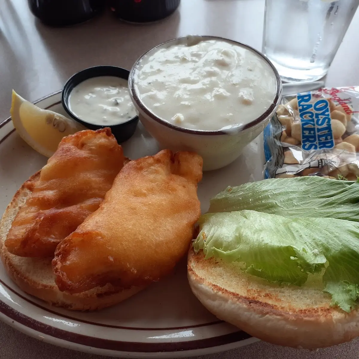 Fish Burger with Clam Chowder