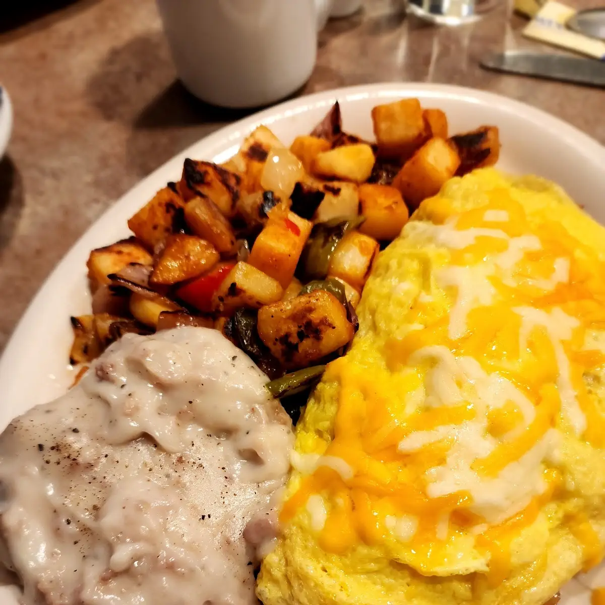 Denver Omelette Biscuits and Gravy